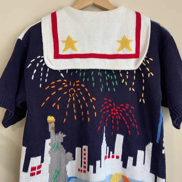 NYC Patriotic Knit Cardigan 4th of July Vintage Knit - Picture 9 of 9
